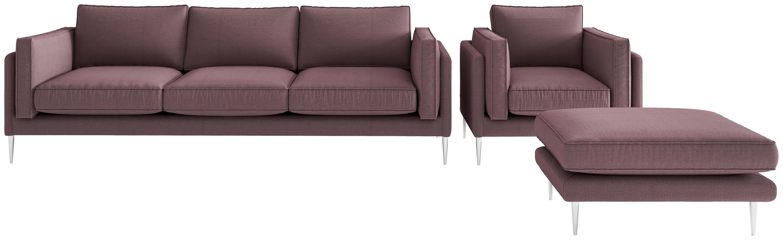 SITZGARNITUR AUSTIN Flachgewebe Rot  - Edelstahlfarben/Rot, Design, Textil/Metall - Livetastic