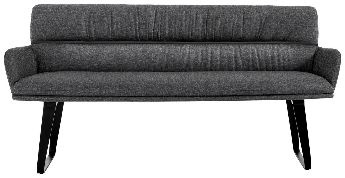 SITZBANK 180/86/68 cm Mikrofaser Graphitfarben  - Schwarz/Graphitfarben, Design, Textil/Metall (180/86/68cm) - Valdera
