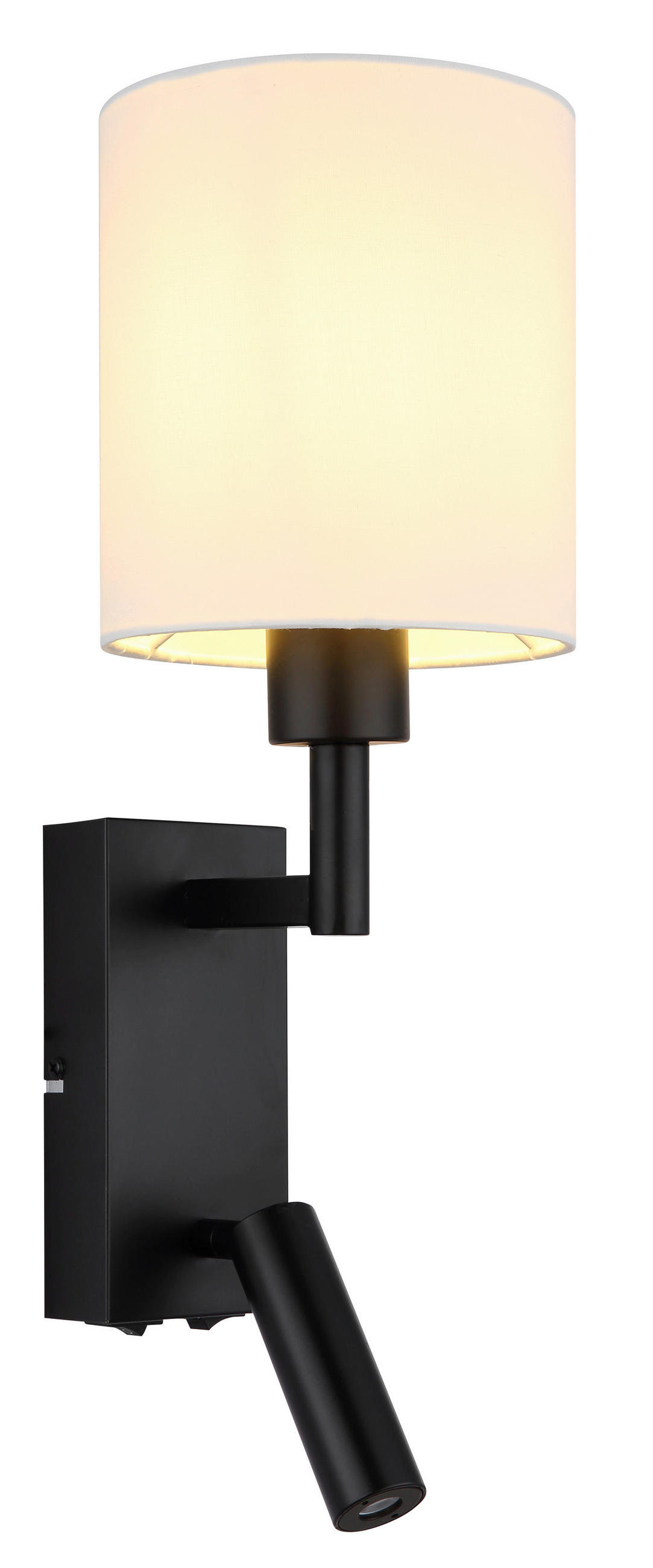 LED-WANDLEUCHTE 15/45,5 cm   - Schwarz/Weiß, KONVENTIONELL, Textil/Metall (15/45,5cm) - Globo