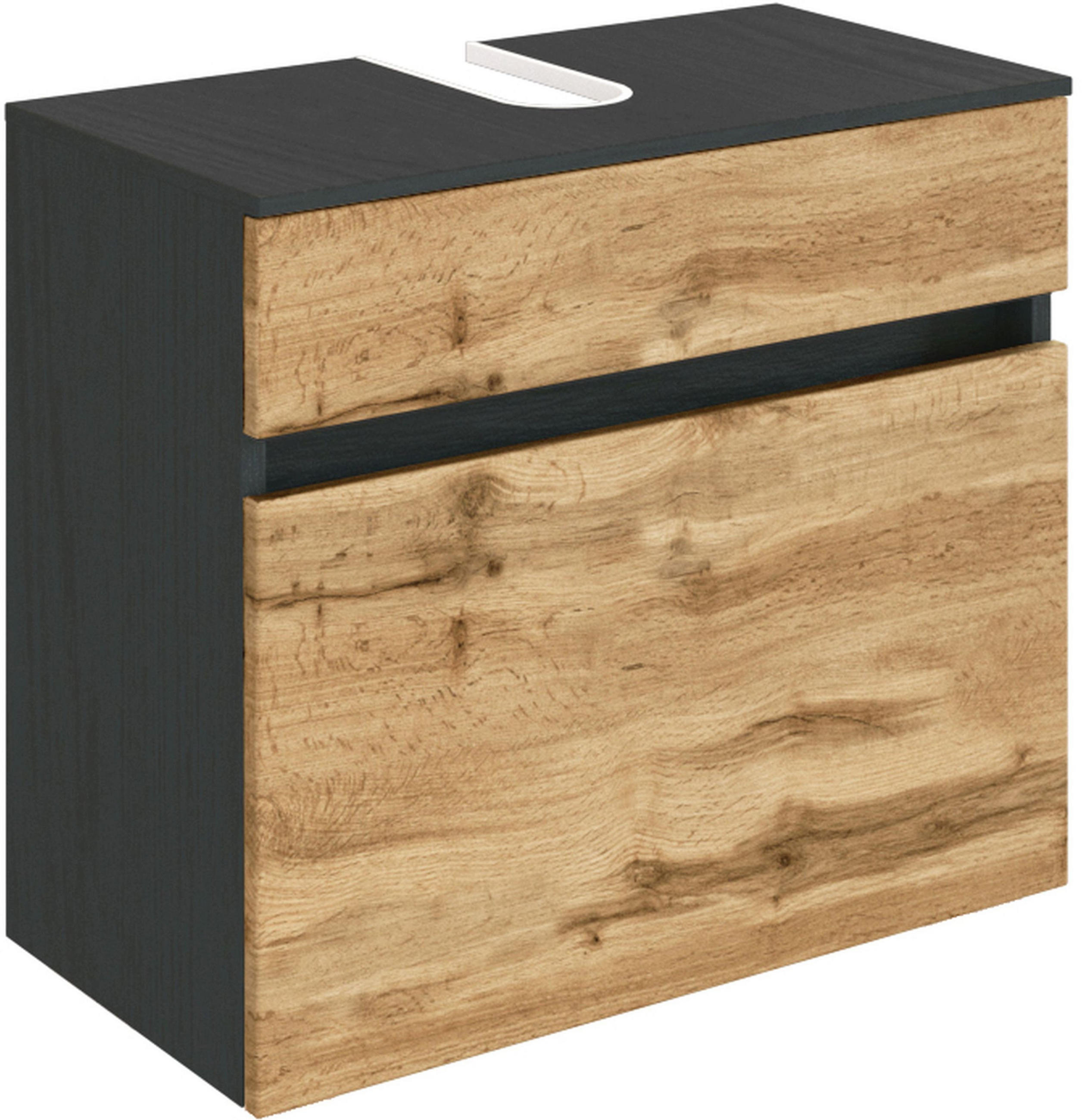 WASCHBECKENUNTERSCHRANK 60/55/35 cm  - Silberfarben/Eiche Wotan, KONVENTIONELL, Holzwerkstoff/Kunststoff (60/55/35cm) - Held