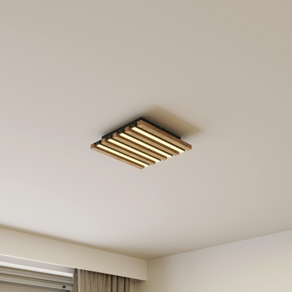 LED-DECKENLEUCHTE 30/30/5 cm   - Dunkelbraun/Schwarz, Natur, Holzwerkstoff/Kunststoff (30/30/5cm)