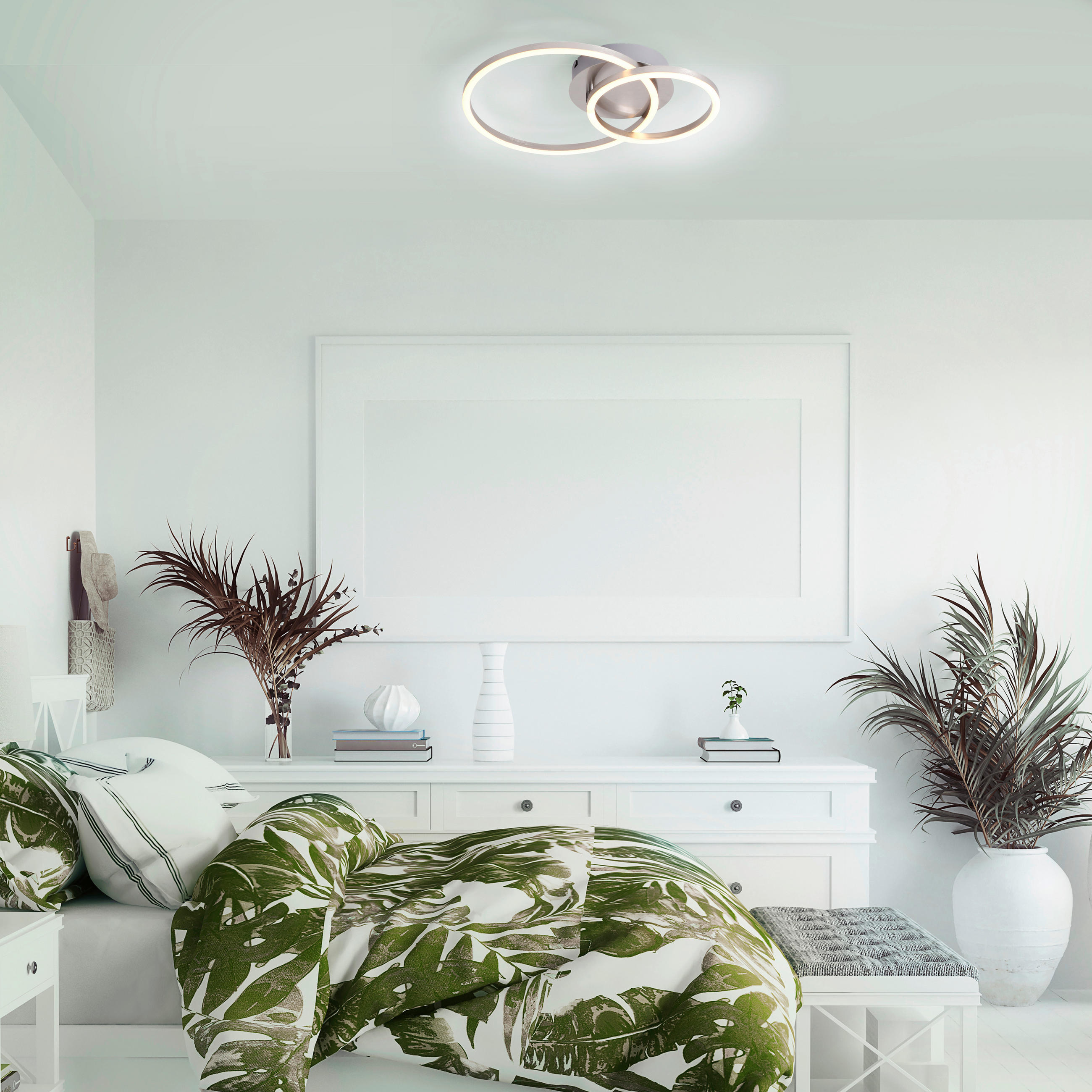 LED-DECKENLEUCHTE Ivanka 32,5/30/7 cm   - Nickelfarben, Design, Kunststoff/Metall (32,5/30/7cm)