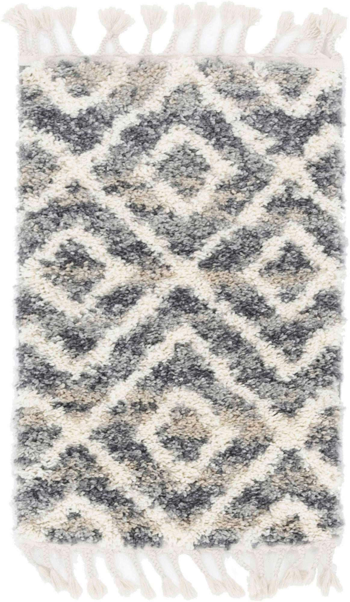 WEBTEPPICH 65/90 cm  - Weiß/Grau, Basics, Textil (65/90cm)