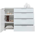SIDEBOARD  in 135/101/40,5 cm  - Chromfarben/Weiß Hochglanz, Basics, Glas/Holzwerkstoff (135/101/40,5cm) - Voleo