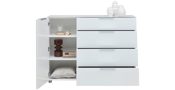 SIDEBOARD  in 135/101/40,5 cm  - Chromfarben/Weiß Hochglanz, Basics, Glas/Holzwerkstoff (135/101/40,5cm) - Voleo