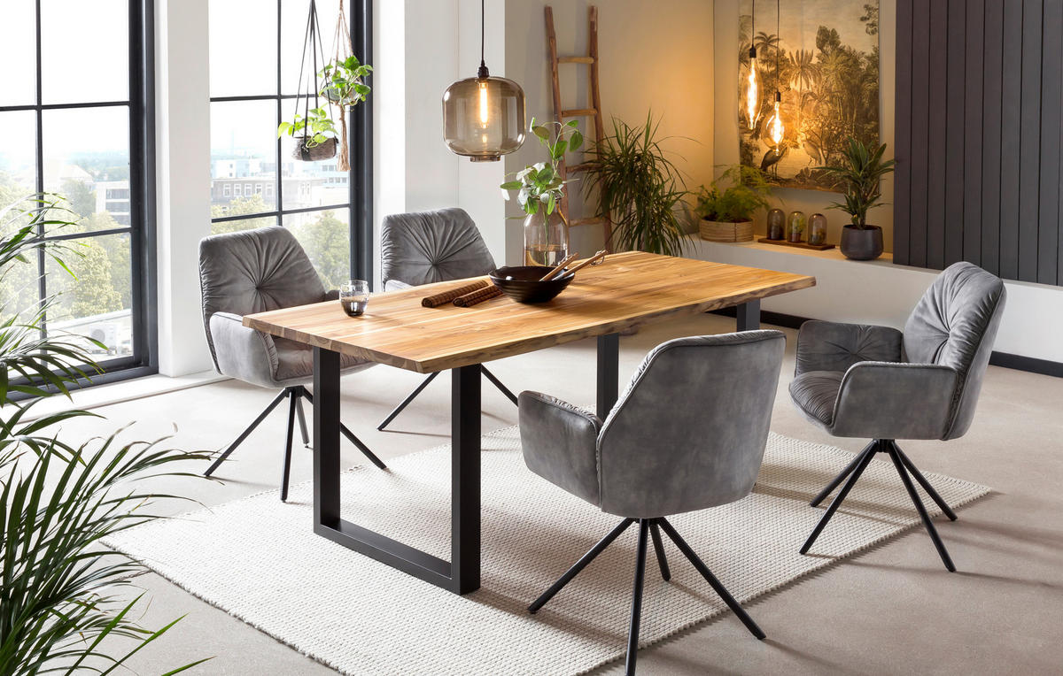 ARMLEHNSTUHL  in Samt, Velours  - Schwarz/Grau, MODERN, Textil/Metall (61/90/59cm) - Livetastic