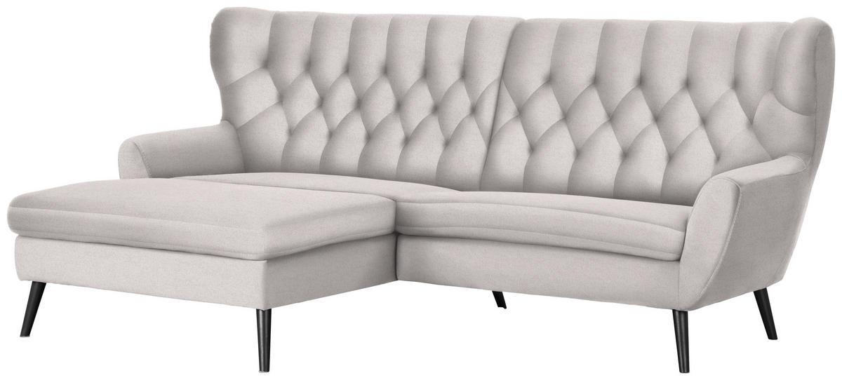 ECKSOFA Beige Flachgewebe  - Beige/Schwarz, Design, Holz/Textil (165/237cm) - Stylife