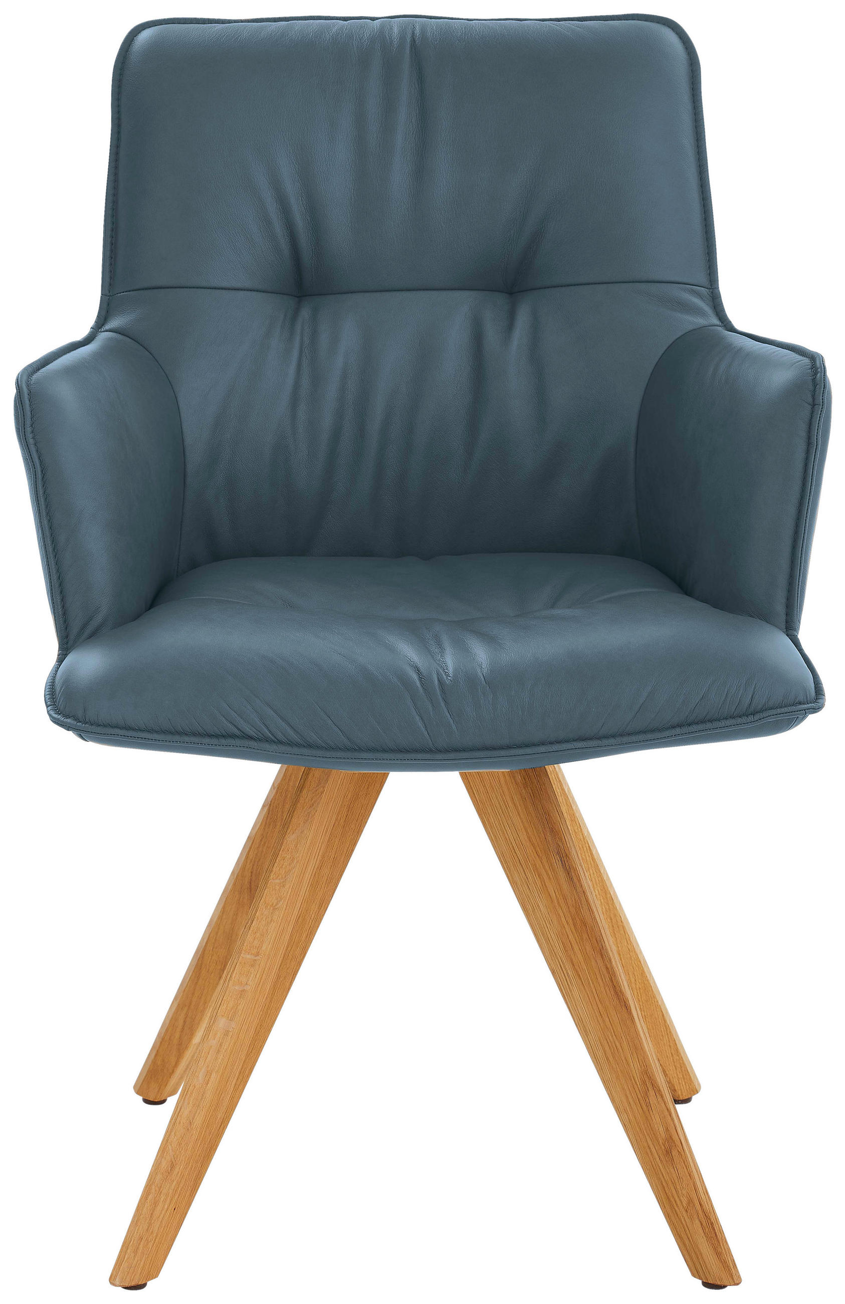 ARMLEHNSTUHL in Holz, Leder Eichefarben, Petrol  - Eichefarben/Petrol, Design, Leder/Holz (59/89/63cm) - Dieter Knoll