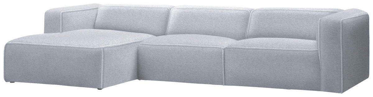 ECKSOFA Webstoff Hellgrau  - Hellgrau/Schwarz, Design, Kunststoff/Textil (163/332cm) - Stylife