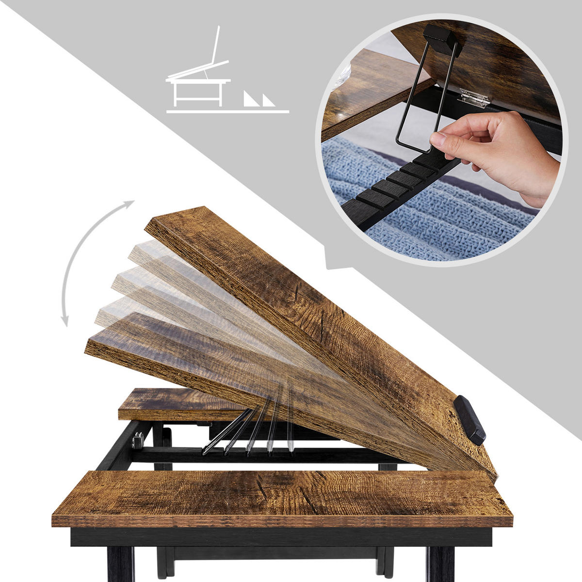 STÔL NA NOTEBOOK, hnedá, čierna, 71/23/35 cm - hnedá/čierna, Basics, drevo (71/23/35cm) - Boxxx