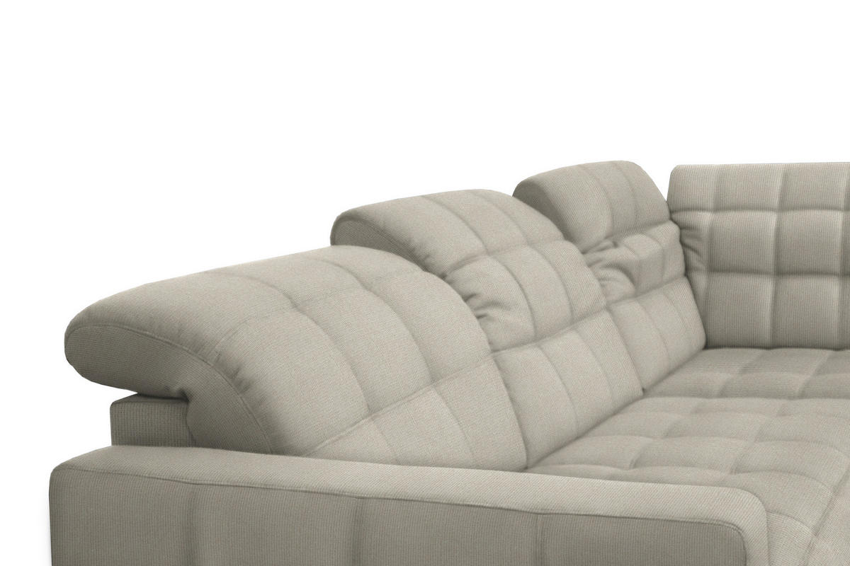 ECKSOFA in Webstoff Ecru  - Ecru/Schwarz, Design, Holz/Textil (216/297cm) - Xora