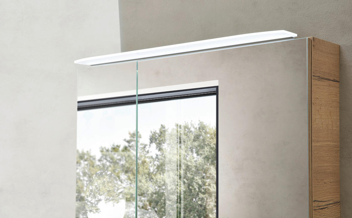 SPIEGELSCHRANK 90/70,3/15 cm  - Chromfarben/Eichefarben, KONVENTIONELL, Glas/Holzwerkstoff (90/70,3/15cm) - Sadena