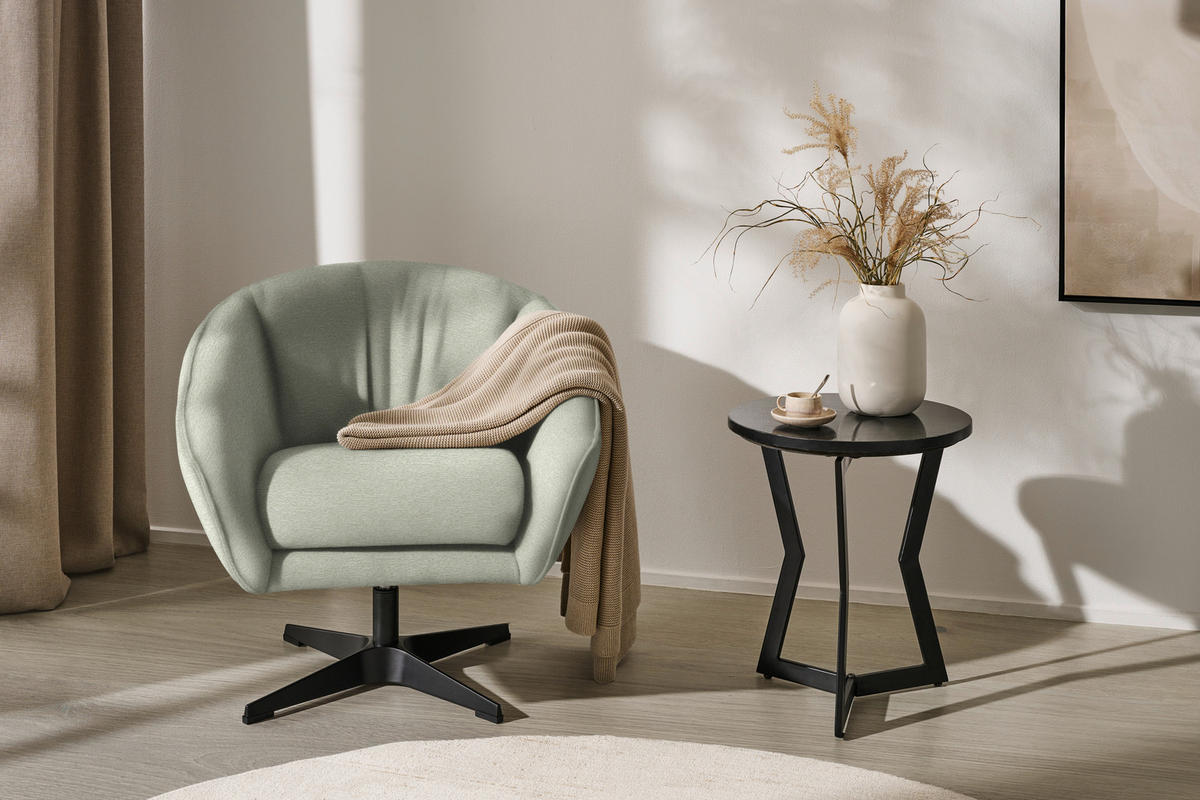 SESSEL in Chenille Sandfarben  - Sandfarben/Schwarz, Design, Textil/Metall (80/78/80cm) - Stylife