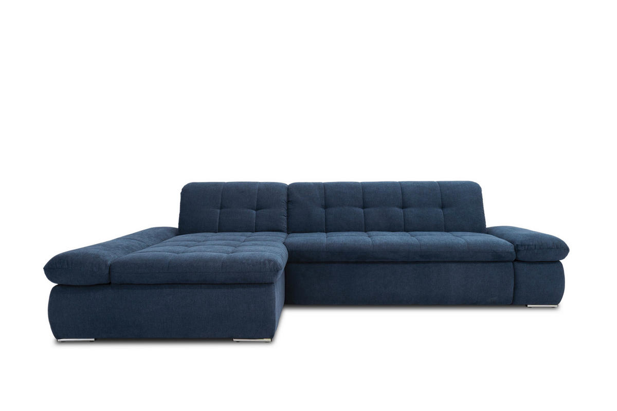 ECKSOFA Dunkelblau Mikrofaser  - Chromfarben/Dunkelblau, KONVENTIONELL, Textil/Metall (172/300cm) - MID.YOU