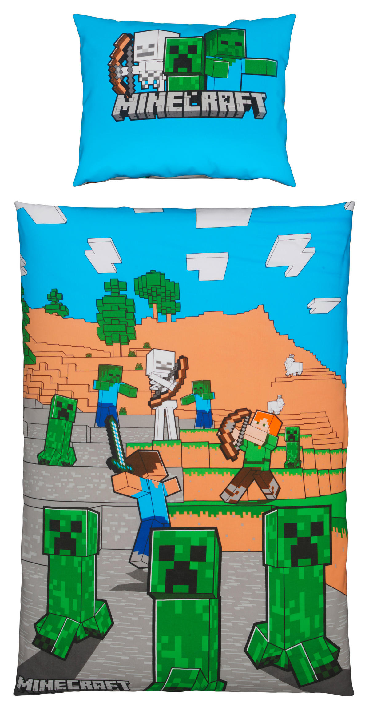 DEČJA POSTELJINA 140/200 cm tekstil višebojna  - višebojna, Konvencionalno, tekstil (140/200cm) - Minecraft