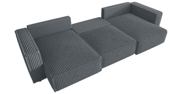 WOHNLANDSCHAFT Grau Cord  - Schwarz/Grau, MODERN, Kunststoff/Textil (153/350/153cm) - Xora