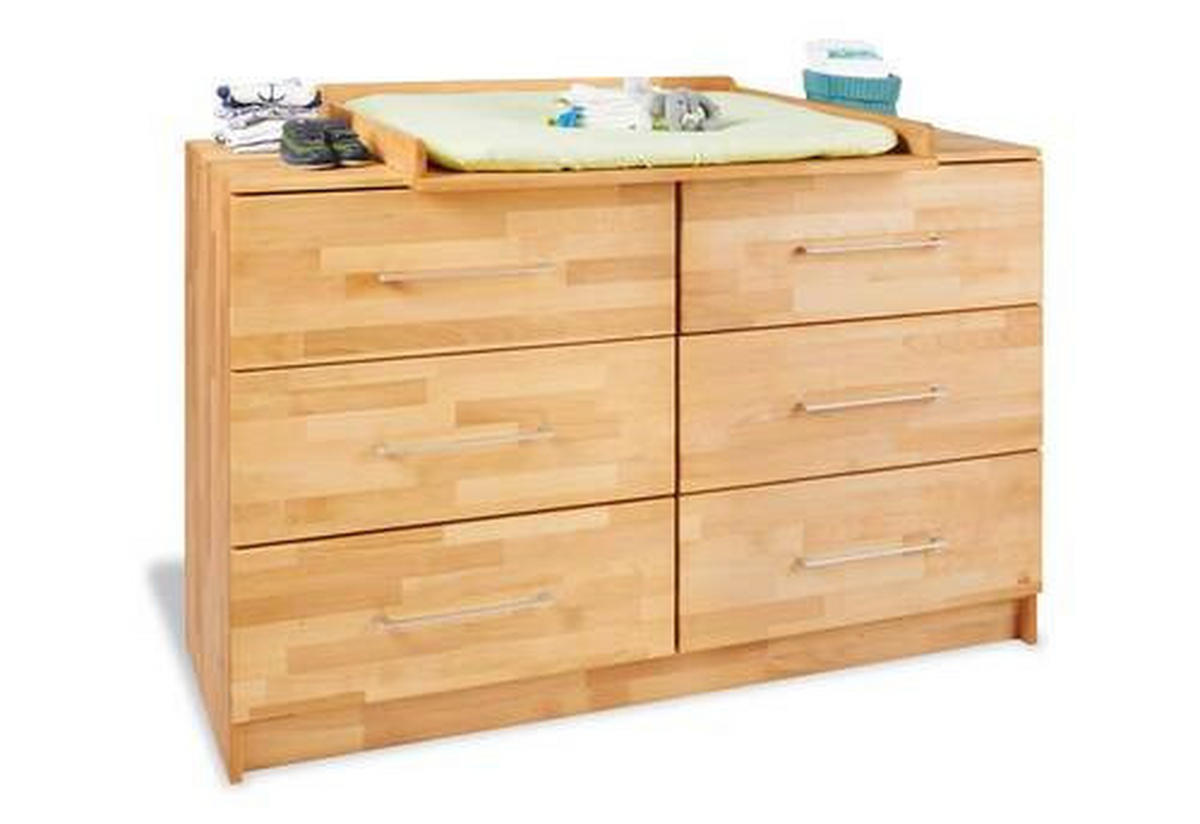 WICKELKOMMODE Pinolino Natura Buchefarben  - Buchefarben/Alufarben, Natur, Holz/Metall (140/101/54-78cm) - Pinolino