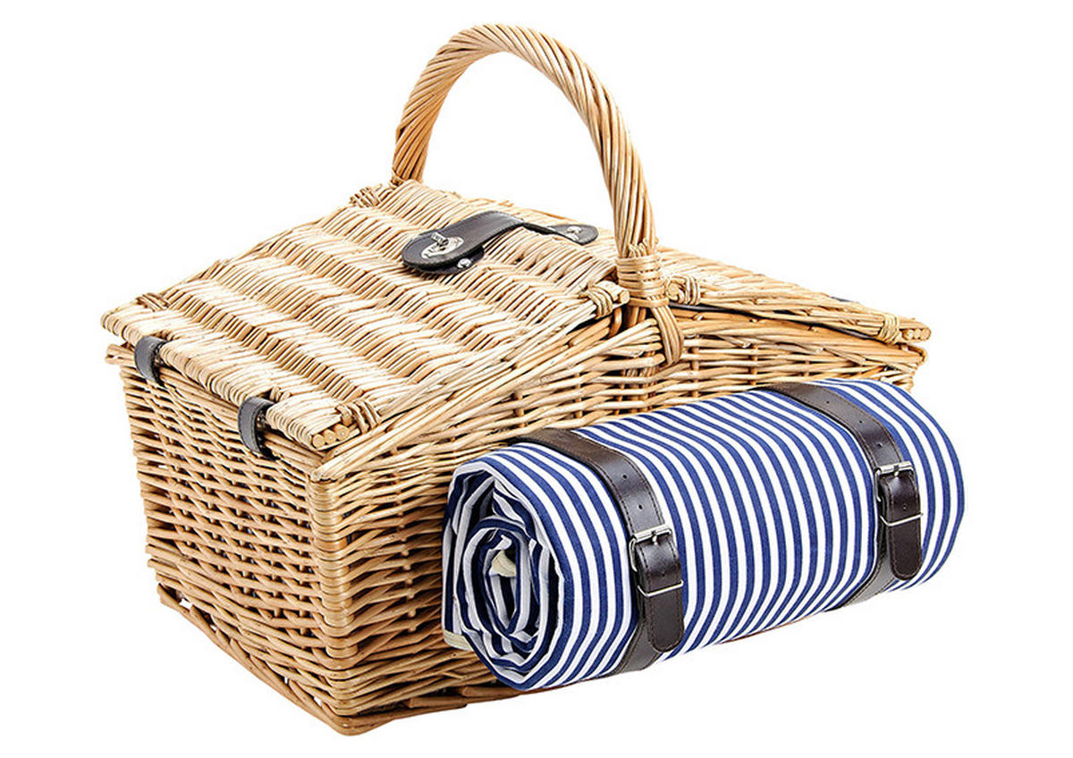 PICKNICKKORB für 4 Personen  - Hellbraun, Basics, Holz/Textil (48/32/40cm)