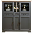 HIGHBOARD  143/150/42 cm 3 Schublade(n)  - Graphitfarben/Eiche Artisan, ROMANTIK / LANDHAUS, Holzwerkstoff/Metall (143/150/42cm) - Hom`in