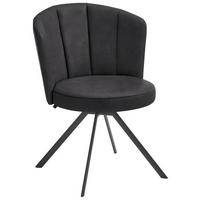 STUHL Mikrofaser Anthrazit, Schwarz  - Anthrazit/Schwarz, Design, Textil/Metall (62/83/64cm) - Venjakob