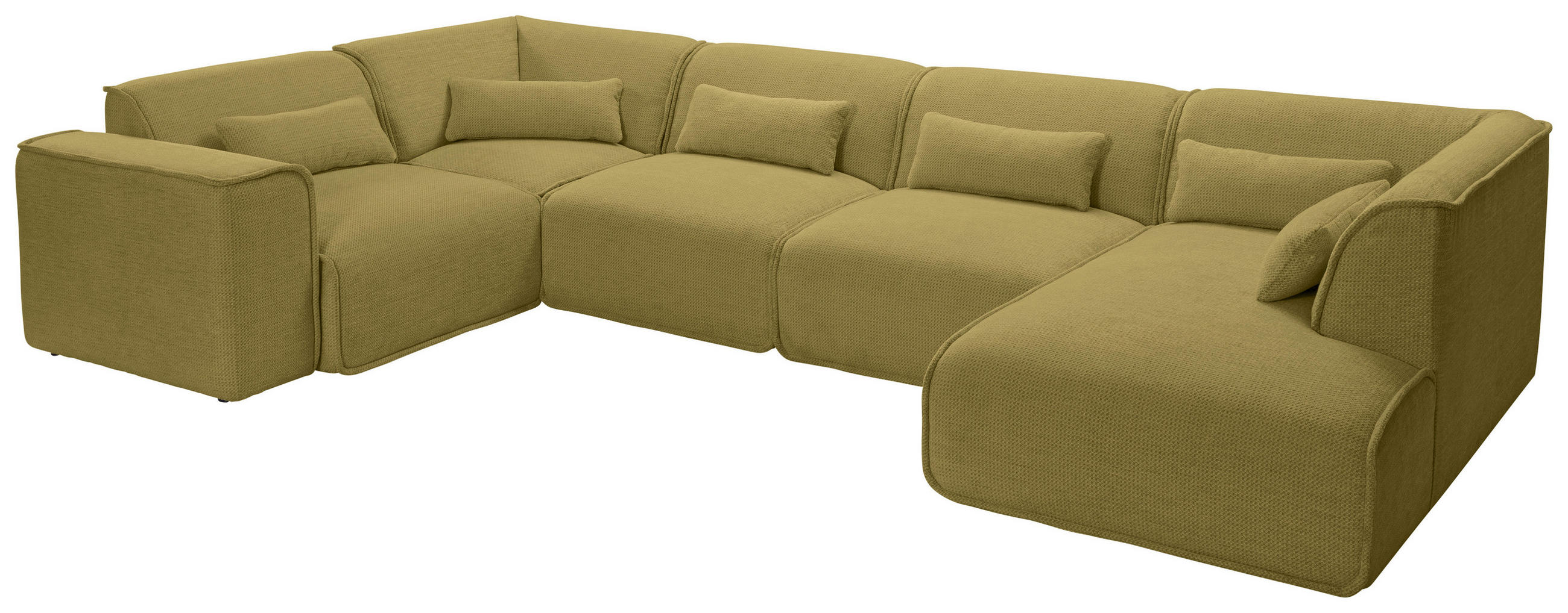 WOHNLANDSCHAFT LOMOCO MATEO Senfgelb Flachgewebe  - Senfgelb/Schwarz, Design, Kunststoff/Textil (211/368/165cm) - Lomoco