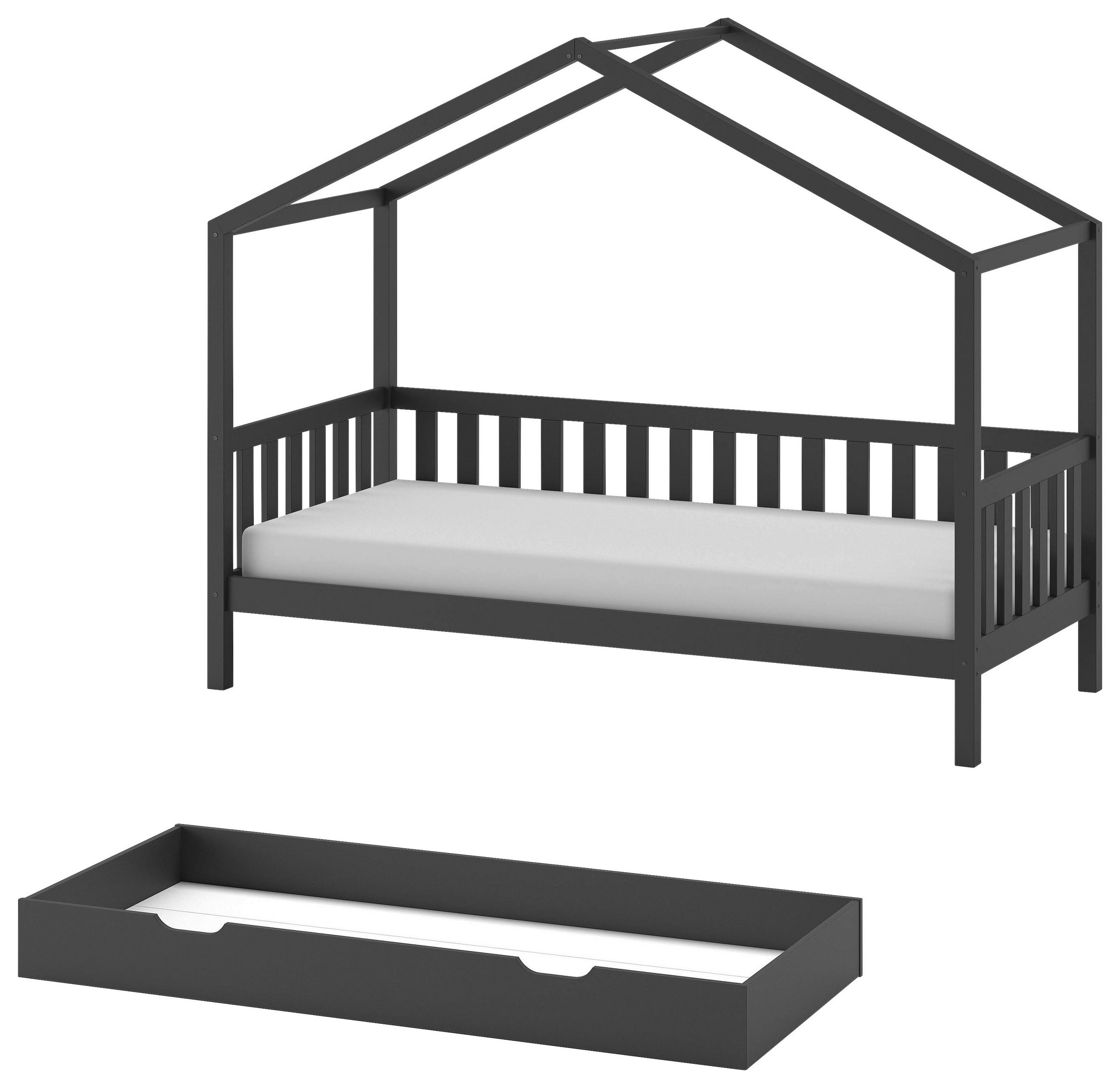 HAUSBETT Rollrost, Bettschublade 90/200 cm  - Anthrazit, ROMANTIK / LANDHAUS, Holz (90/200cm) - MID.YOU