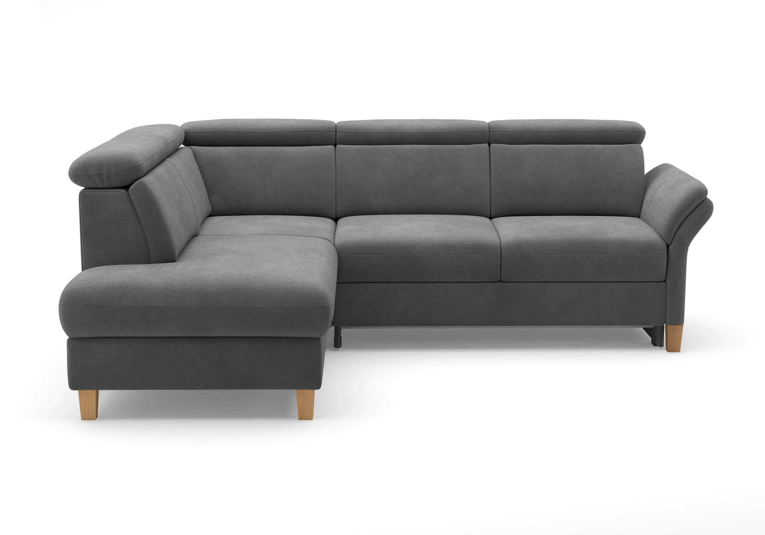 ECKSOFA Flachgewebe Grau - Eichefarben/Grau, Konventionell, Holz/Textil (193/247cm) - Sit & More