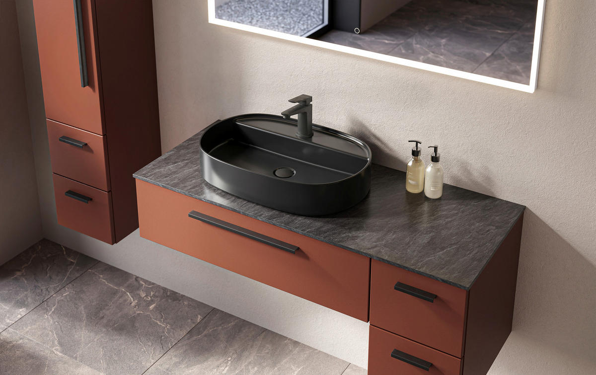 WASCHTISCHKOMBI 120,8 cm  - Rotbraun/Schwarz, KONVENTIONELL, Keramik/Holzwerkstoff (120,8cm) - Belluti