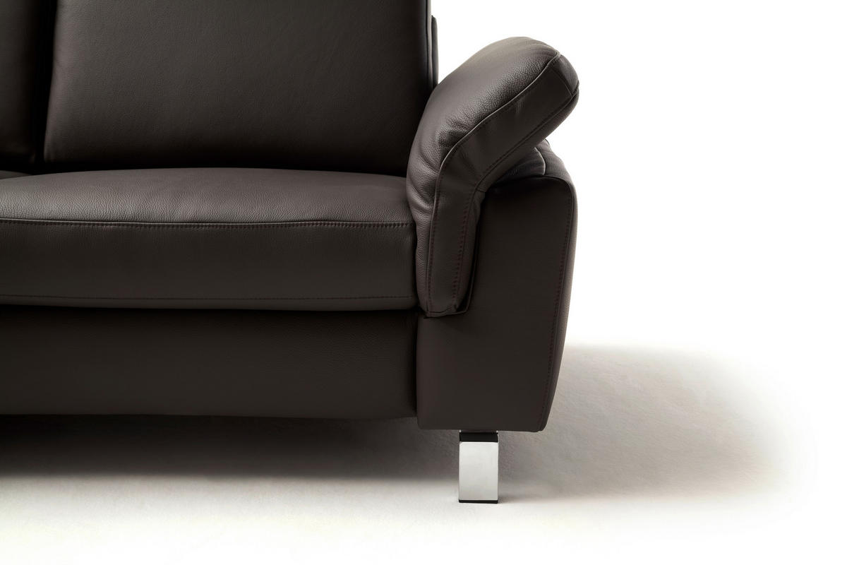 ECKSOFA in Echtleder Braun  - Chromfarben/Braun, Design, Leder/Metall (200/271cm) - Pure Home Lifestyle