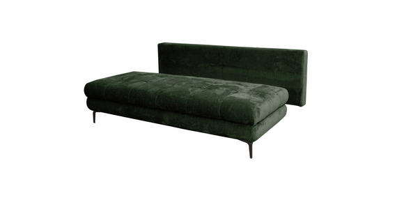SCHLAFSOFA  mit Liegefunktion, Schlafen auf Sitzhöhe, Rücken echt Chenille Dunkelgrün  - Dunkelgrün/Schwarz, KONVENTIONELL, Textil/Metall (203/94/96cm) - Carryhome