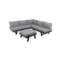 LOUNGEGARNITUR 3-teilig   Aluminium  - Schwarz/Grau, Basics, Kunststoff/Textil - Gardenson