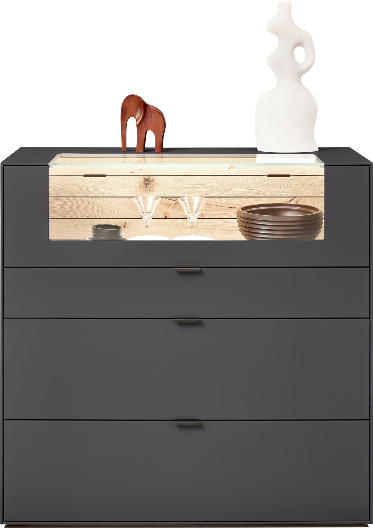 HIGHBOARD Graphitfarben  121,9/121,5/45,2 cm  - Schwarz/Graphitfarben, Design, Glas/Holzwerkstoff (121,9/121,5/45,2cm) - Dieter Knoll