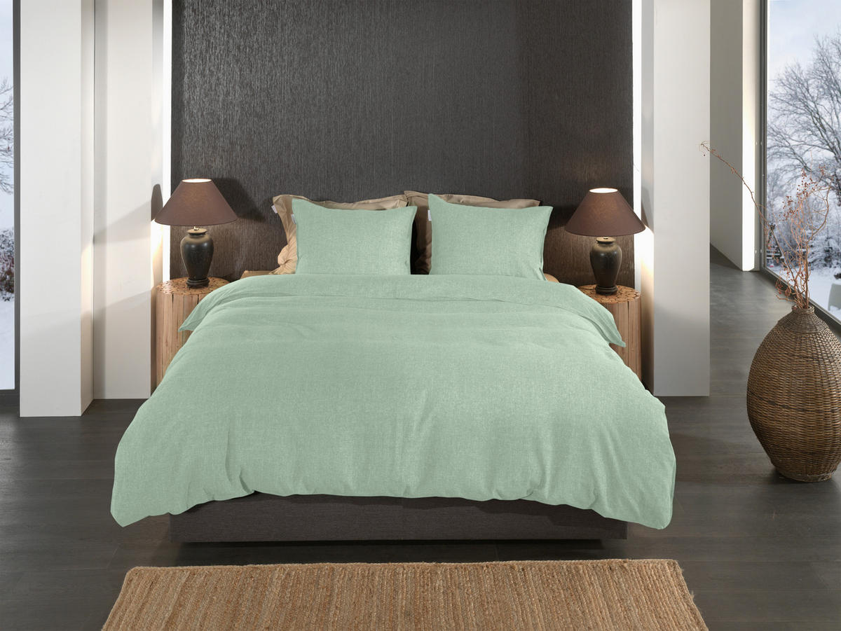 BETTWÄSCHE Franela Flanell 155/220 cm  - Grün, Basics, Textil (155/220cm)