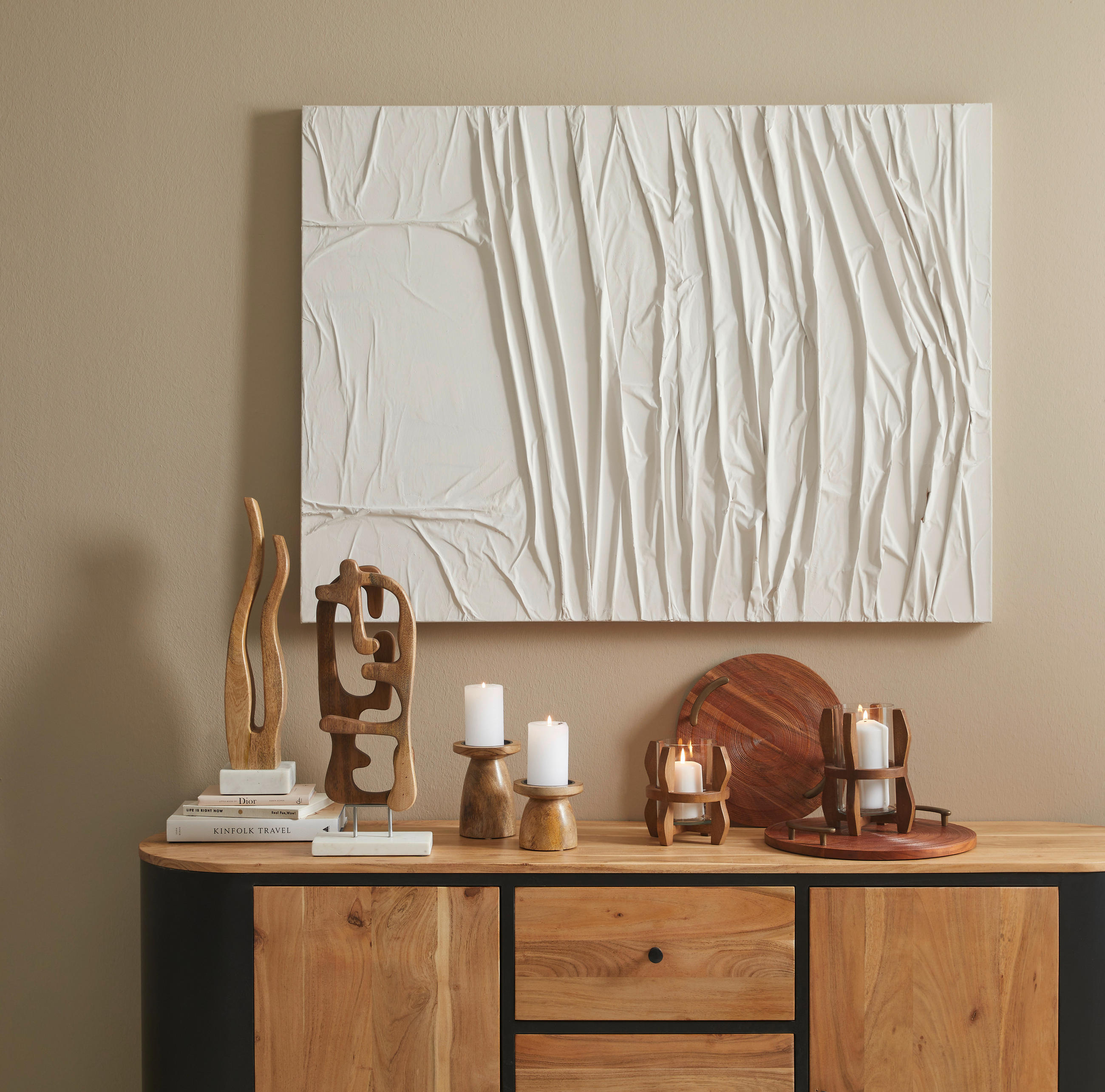 WINDLICHT Braun 14/15 cm  - Braun, Natur, Glas/Holz (14/15cm) - Ambia Home