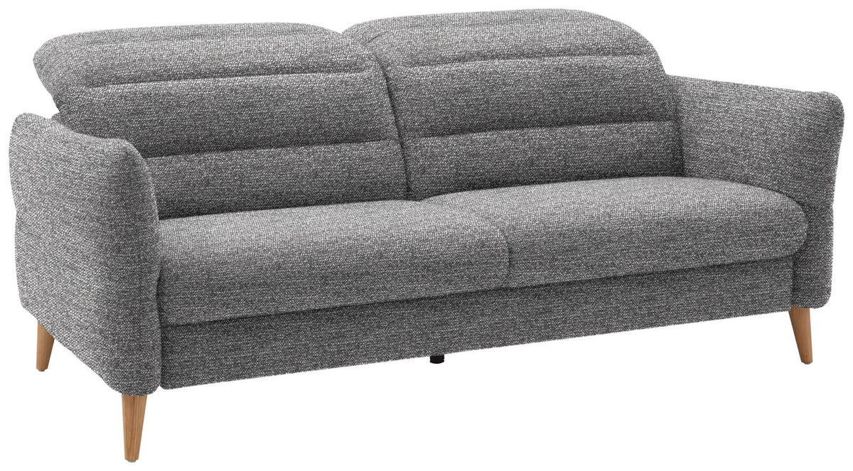 2-SITZER-SOFA in Webstoff Grau  - Eiche Bianco/Grau, Design, Holz/Textil (192-220/85-106/98-112cm) - Dieter Knoll