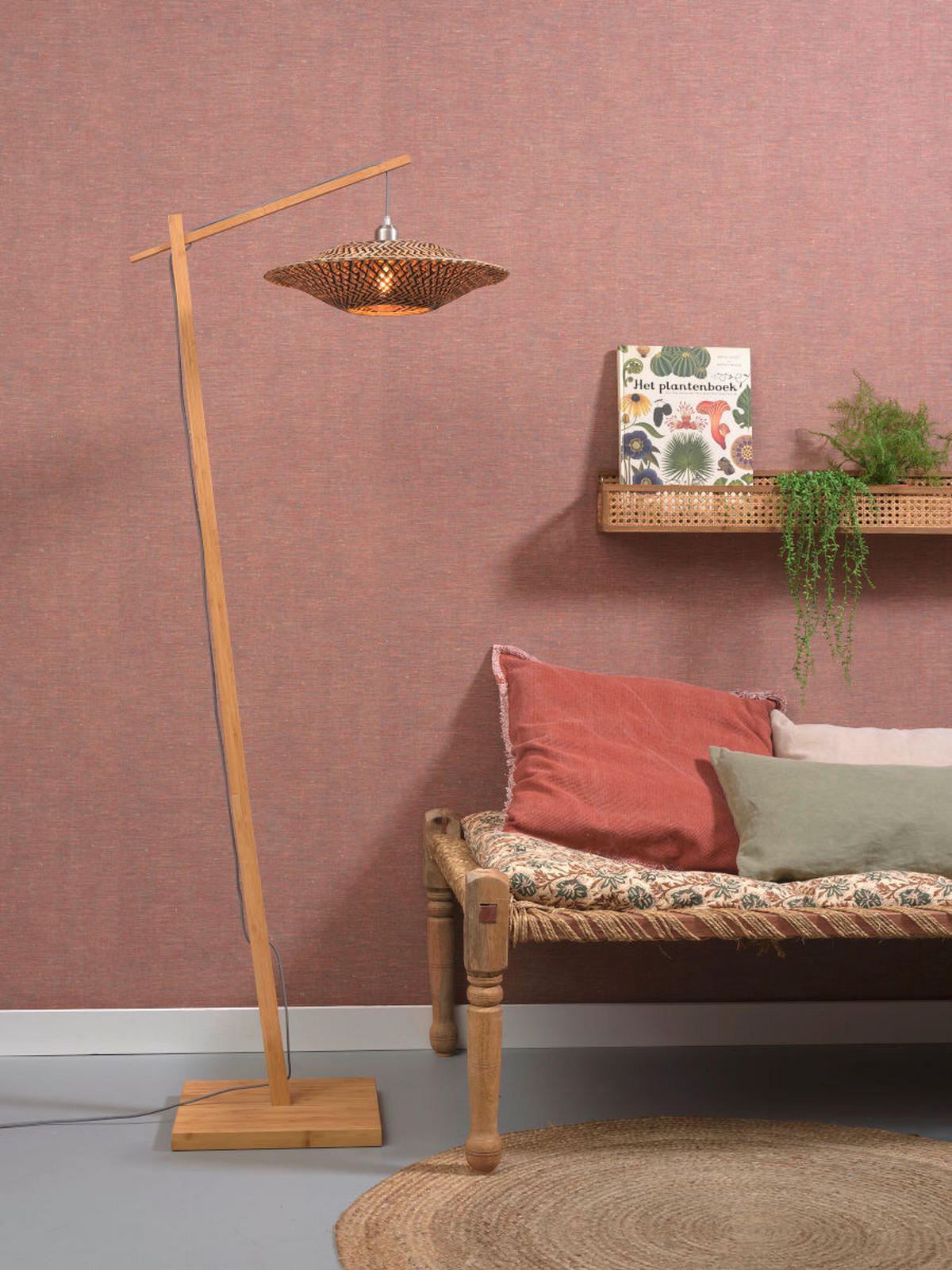 STEHLEUCHTE 44/176 cm    - Schwarz/Naturfarben, Trend, Holz (44/176cm) - Good & Mojo