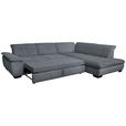 ECKSOFA in Cord Grau  - Schwarz/Grau, Design, Textil/Metall (313/242cm) - Xora