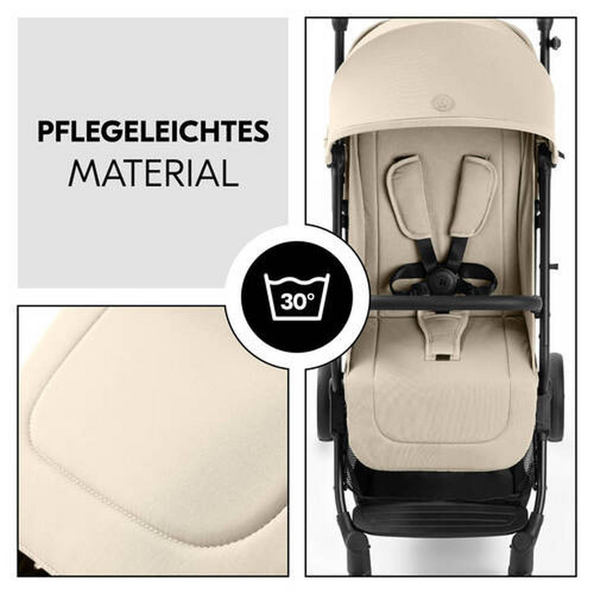 BUGGY TRAVEL N CARE PLUS  - Beige/Schwarz, Basics, Textil/Metall (81/51,5/105cm) - Hauck