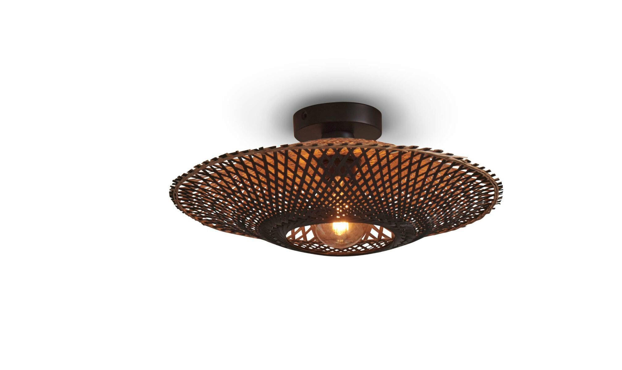 DECKENLEUCHTE GOOD&MOJO  44/12 cm   - Schwarz/Naturfarben, Trend (44/12cm) - Good & Mojo