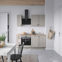 KÜCHENBLOCK Cascada 180 cm  in Grau, Eiche dunkel  - Eiche dunkel/Schwarz, MODERN, Holzwerkstoff/Metall (180cm) - Nobilia