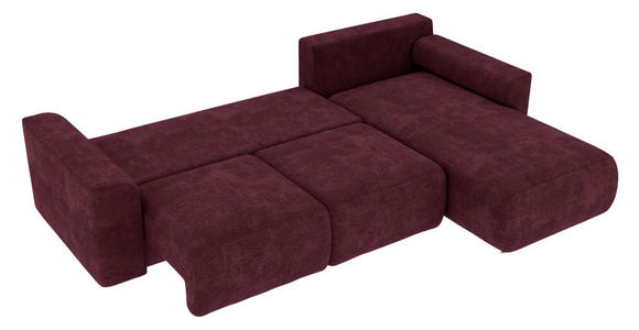 ECKSOFA in Samt Bordeaux  293/195 cm  - Chromfarben/Bordeaux, KONVENTIONELL, Kunststoff/Textil (293/195cm) - Carryhome