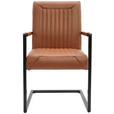 ARMLEHNSTUHL in Eisen Echtleder pigmentiert - Cognac/Schwarz, Design, Leder/Metall (55/91/64cm) - Ambia Home