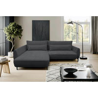 ECKSOFA Dunkelgrau Bouclé  - Dunkelgrau/Creme, Design, Textil/Metall (204/273cm) - MID.YOU