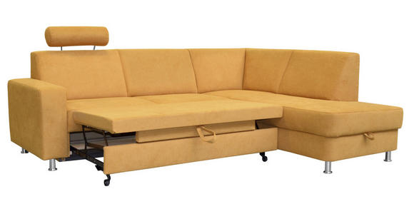 ECKSOFA Gelb Chenille  - Chromfarben/Gelb, Design, Kunststoff/Textil (248/198cm) - Xora