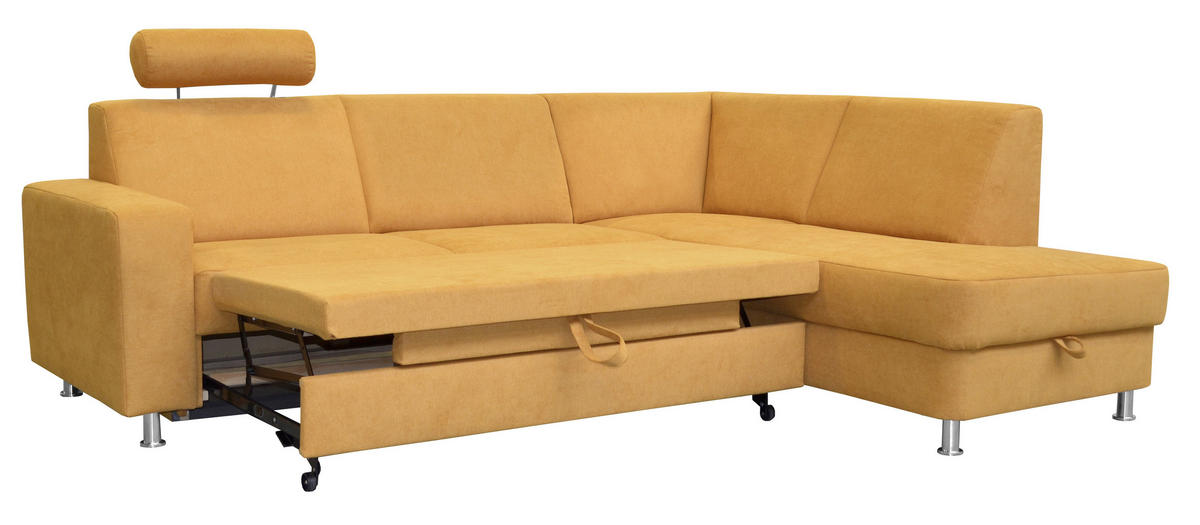 ECKSOFA in Chenille Gelb  248/198 cm  - Chromfarben/Gelb, Design, Kunststoff/Textil (248/198cm) - Xora