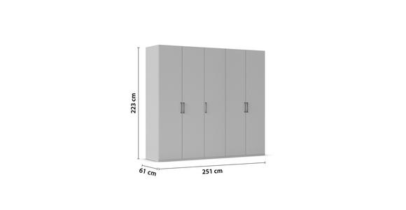 DREHTÜRENSCHRANK 251/223/61 cm,  in Graphitfarben, 5-türig  - Edelstahlfarben/Graphitfarben, Basics, Holzwerkstoff/Metall (251/223/61cm) - Novel