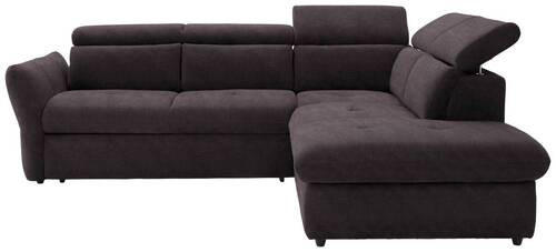 ECKSOFA in Mikrofaser Dunkelbraun  254/224 cm  - Dunkelbraun/Schwarz, Design, Kunststoff/Textil (254/224cm) - Stylife