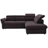 ECKSOFA in Mikrofaser Dunkelbraun  254/224 cm  - Dunkelbraun/Schwarz, Design, Kunststoff/Textil (254/224cm) - Stylife
