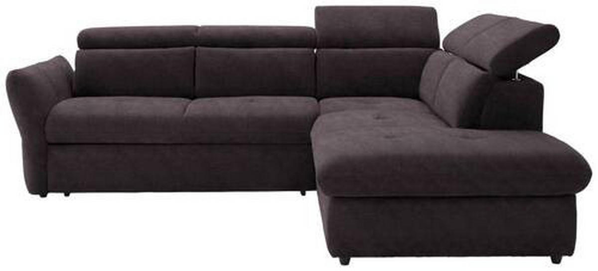 ECKSOFA in Mikrofaser Dunkelbraun  254/224 cm  - Dunkelbraun/Schwarz, Design, Kunststoff/Textil (254/224cm) - Stylife