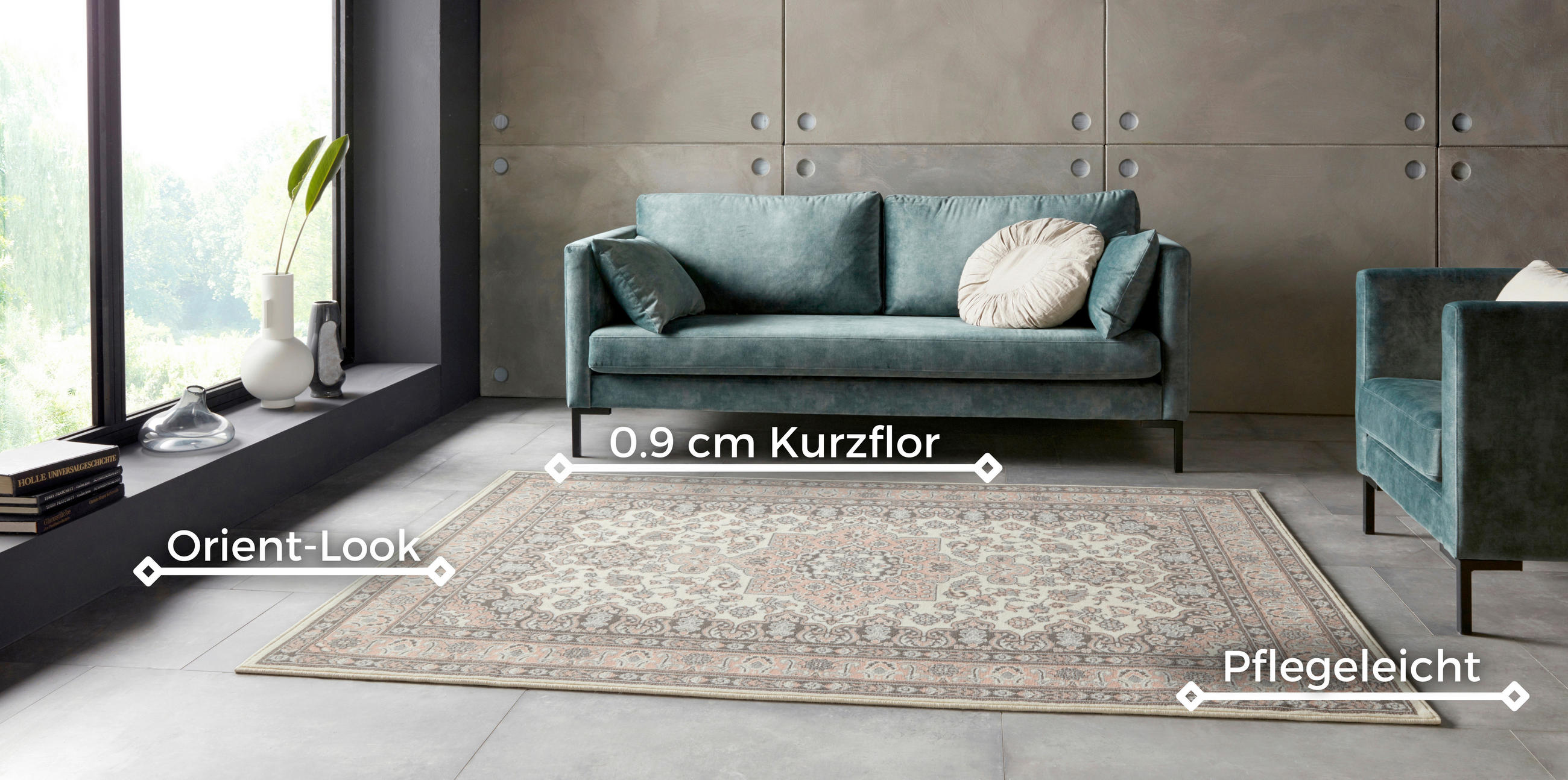 VINTAGE-TEPPICH 160/230 cm Mirkan Creme, Hellrosa  - Hellrosa/Creme, Basics, Kunststoff/Textil (160/230cm) - Hanse Home